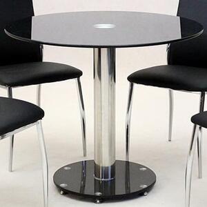 Aeres Round Black Glass Dining Table With Chrome Base