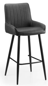 Sakaye Faux Leather Bar Chair In Black