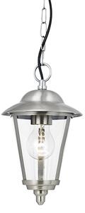 Klien Outdoor Clear Shade Pendant Lantern In Polished Steel