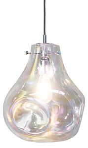 Lava 1 Light Iridescent Shade Pendant Light In Chrome