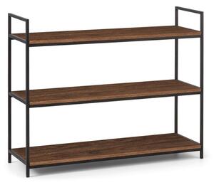 Tacita Low Wooden Bookcase With 3 Shelves In Walnut