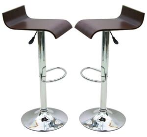 Belita Walnut Wooden Gas-Lift Bar Stools In Pair