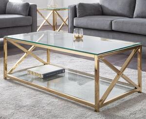 Maemi Glass Coffee Table With Gold Stainless Steel Frame