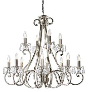 Oksana 12 Lights Clear Crystal Pendant Light In Polished Nickel