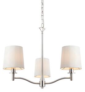 Ortona 3 Lights White Shades Pendant Light In Bright Nickel