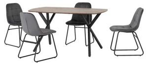 Alsip Wooden Dining Table With 4 Lyster Grey Chairs