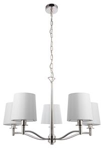 Ortona 5 Lights White Shades Pendant Light In Bright Nickel