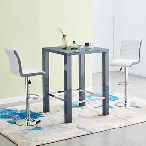 Jam Square Glass Grey Gloss Bar Table 2 Ritz White Grey Stools