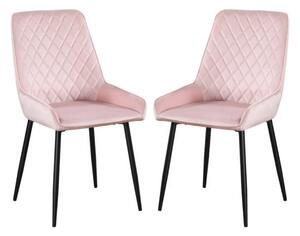 Avah Baby Pink Velvet Dining Chairs In Pair