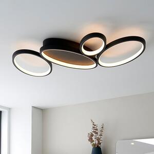 Ovals LED 4 Lights Flush Ceiling Light In Textured Black