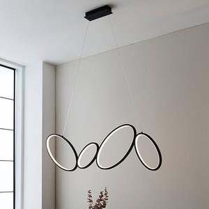 Ovals LED 4 Lights Linear Pendant Light In Textured Black