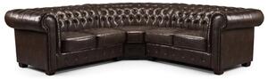 Caskey Bonded Leather Corner Sofa In Antique Brown