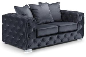 Ahern Plush Velvet 2 Seater Sofa In Slate