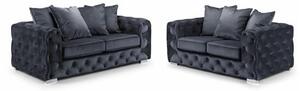 Ahern Plush Velvet 3 Seater And 2 Seater Sofa Suite In Slate