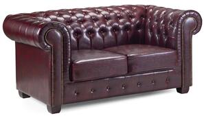 Caskey Bonded Leather 2 Seater Sofa In Oxblood Red