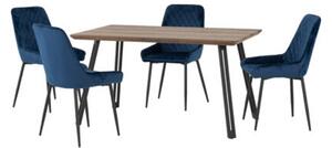 Qinson Straight Edge Dining Table With 4 Avah Blue Chairs