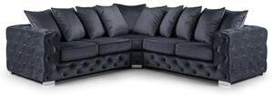 Ahern Plush Velvet Large Corner Sofa Suite In Slate