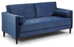 Herbart Plush Velvet 3 Seater Sofa In Blue