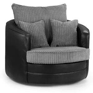 Logion Fabric Swivel Armchair In Black And Grey