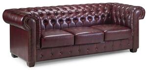 Caskey Bonded Leather 3 Seater Sofa In Oxblood Red