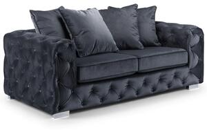 Ahern Plush Velvet 3 Seater Sofa In Slate