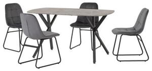 Alsip Concrete Effect Dining Table With 4 Lyster Grey Chairs