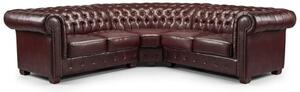 Caskey Bonded Leather Corner Sofa In Oxblood Red