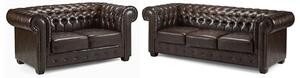 Caskey Bonded Leather 3+2 Seater Sofa Set In Antique Brown