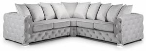 Ahern Plush Velvet Large Corner Sofa Suite In Silver