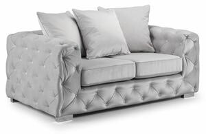 Ahern Plush Velvet 2 Seater Sofa In Silver