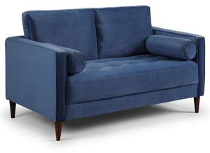 Herbart Plush Velvet 2 Seater Sofa In Blue