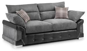 Logion Fabric 3 Seater Sofa In Black And Grey