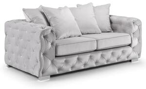 Ahern Plush Velvet 3 Seater Sofa In Silver