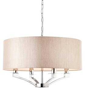 Vienna 4 Lights Beige Shade Pendant Light In Polished Nickel