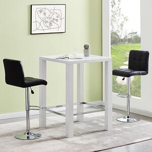 Jam Square Glass White Gloss Bar Table 2 Coco Black Stools