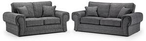 Walcott Fabric 3+2 Seater Sofa Set In Grey