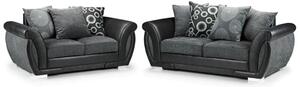 Sharon Fabric 3+2 Seater Sofa Set In Black And Grey