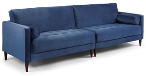 Herbart Plush Velvet 4 Seater Sofa In Blue