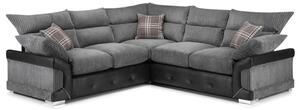 Logion Fabric Large Corner Sofa In Black And Grey