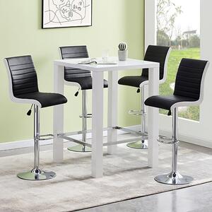 Jam Square Glass White Gloss Bar Table 4 Ritz Black White Stool