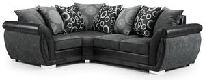 Sharon Fabric Corner Sofa Left Hand In Black And Grey