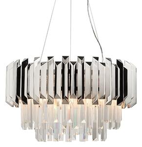 Valetta 6 Lights Glass Crystal Pendant Light In Polished Nickel