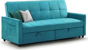 Elegances Plush Velvet Sofa Bed In Teal