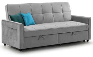 Elegances Plush Velvet Sofa Bed In Grey