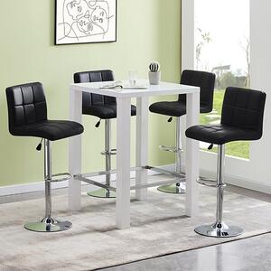 Jam Square Glass White Gloss Bar Table 4 Coco Black Stools