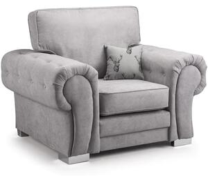 Verna Fullback Fabric Armchair In Grey