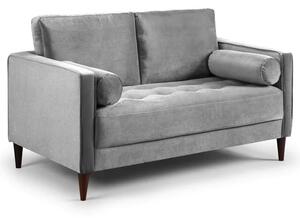 Herbart Plush Velvet 2 Seater Sofa In Grey