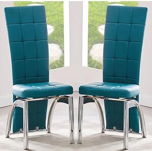 Ravenna Teal Faux Leather Dining Chairs In Pair