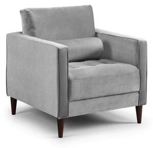 Herbart Plush Velvet Armchair In Grey