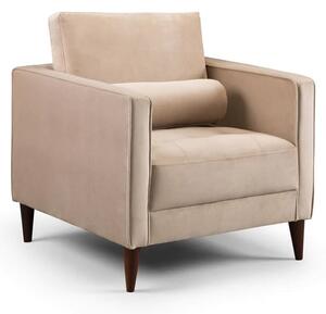 Herbart Plush Velvet Armchair In Beige